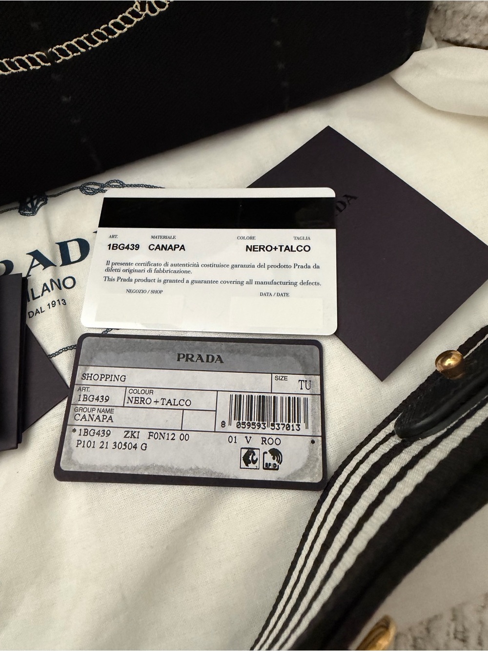 Prada Black Canvas Tote with Gold Logo - Picture 15 of 15